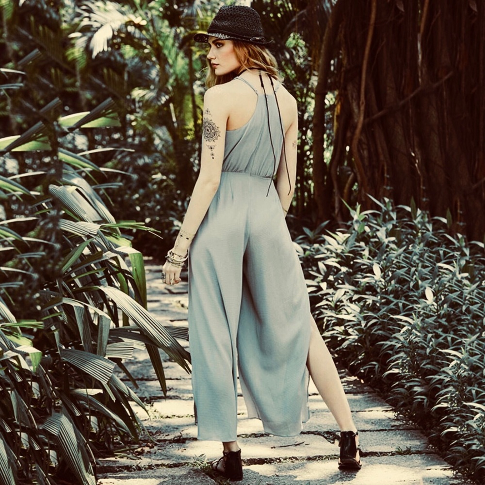 wrap split leg jumpsuit - Picture 3 of 8